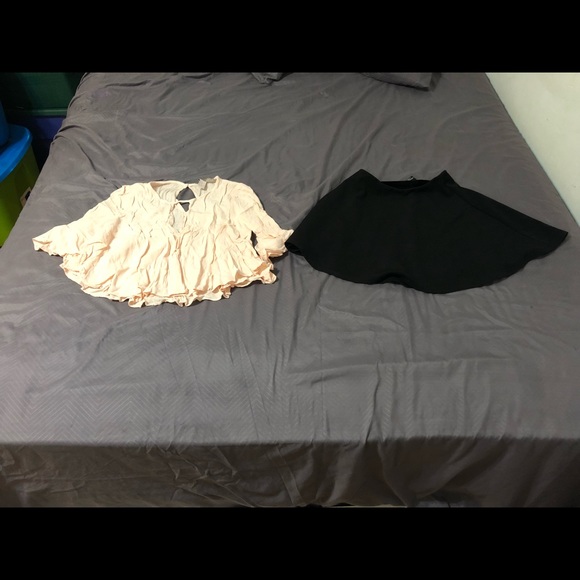 Forever 21 Black Mini Skirt & Top - Picture 1 of 7